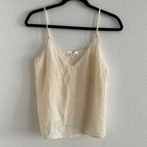 Spaghetti strap, scallop V neck top